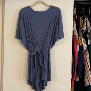 Pink lily steel blue romper